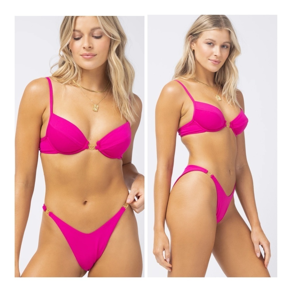L* Space | Ziggy Bitsy Bikini Bottom In Bougainvillea Pink